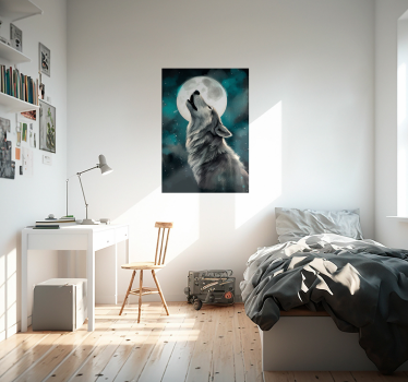 Poster de design de animale lup urlând - TenStickers