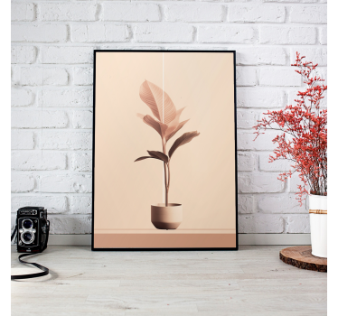 Poster minimalist plantă verticală în culori bej - TenStickers