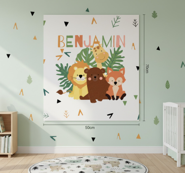 Poster pentru copii animale sălbatice drăguțe cu frunze - TenStickers