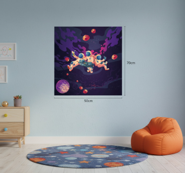 Poster pentru copii astronauți desen animat în acțiune - TenStickers