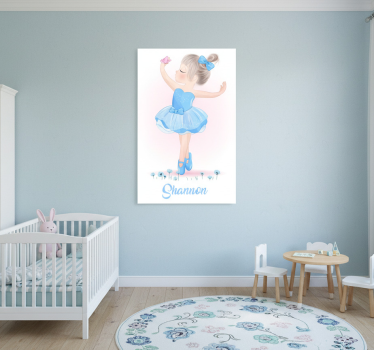 Poster pentru copii balerina albastră cu nume - TenStickers
