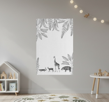 Poster pentru copii cu animale și arbori din safari - TenStickers