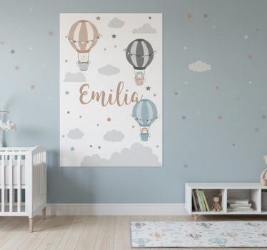 Poster pentru copii cu baloane și nori pastelate - TenStickers