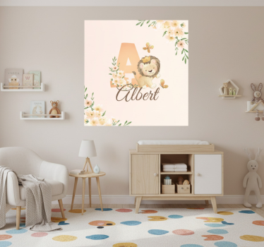Poster pentru copii cu leoaică drăguță și nume - TenStickers
