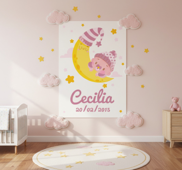 Poster pentru copii cu numele și ziua de naștere - TenStickers