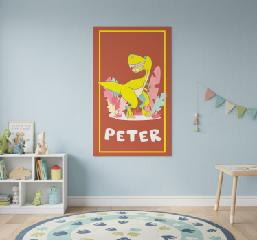 Poster pentru copii dino galben cu plante - TenStickers