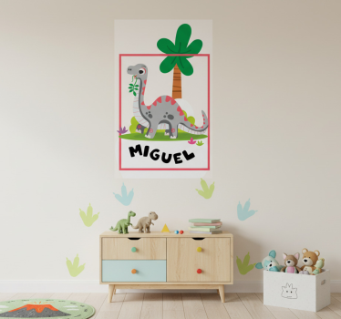 Poster pentru copii dinozaur gri cu gât lung - TenStickers