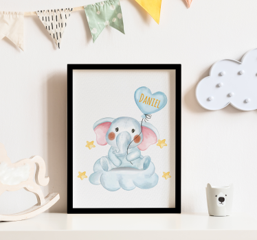 Poster pentru copii drăguț elefant cu balon - TenStickers