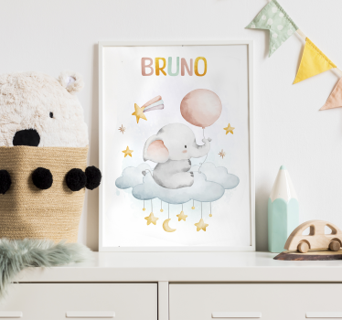 Poster pentru copii elefant pe nor - TenStickers
