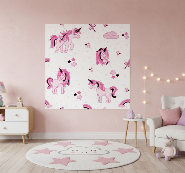 Poster pentru copii lume de unicorni în stil doodle - TenStickers