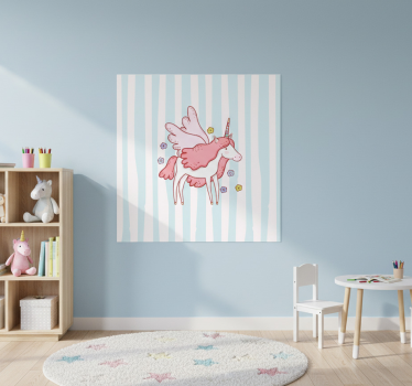 Poster pentru copii model cu unicorni zburători și flori - TenStickers