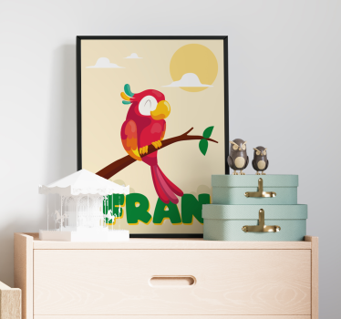 Poster pentru copii papagal roșu cu nume - TenStickers