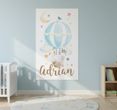 Poster pentru copii trei animale pe baloane cu stele și nori - TenStickers