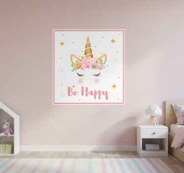 Poster pentru copii unicorn cu mesaj fii fericit - TenStickers