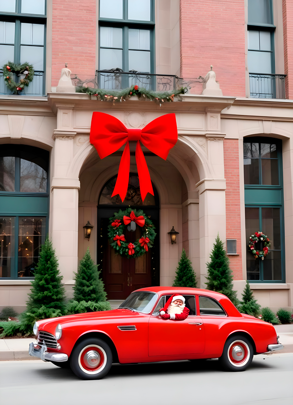 Poster crăciun masina iarna - TenStickers