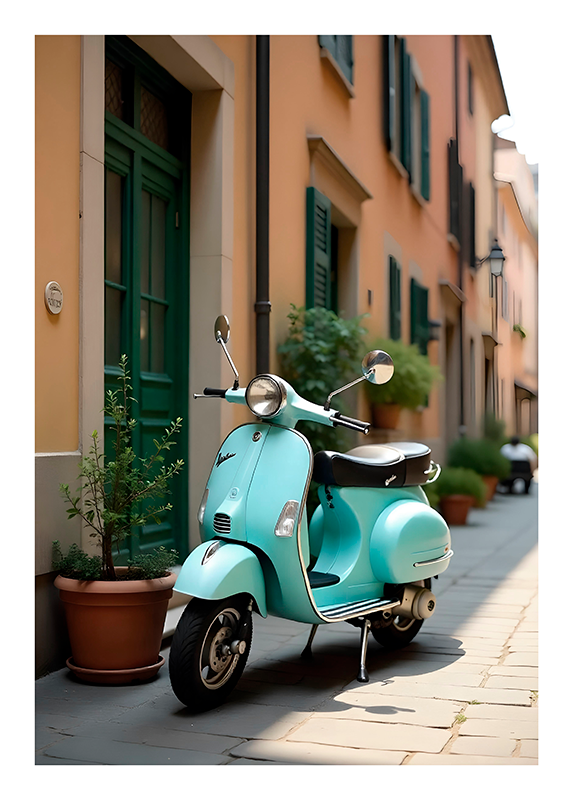 Poster foto realist bicicleta vespa - TenStickers