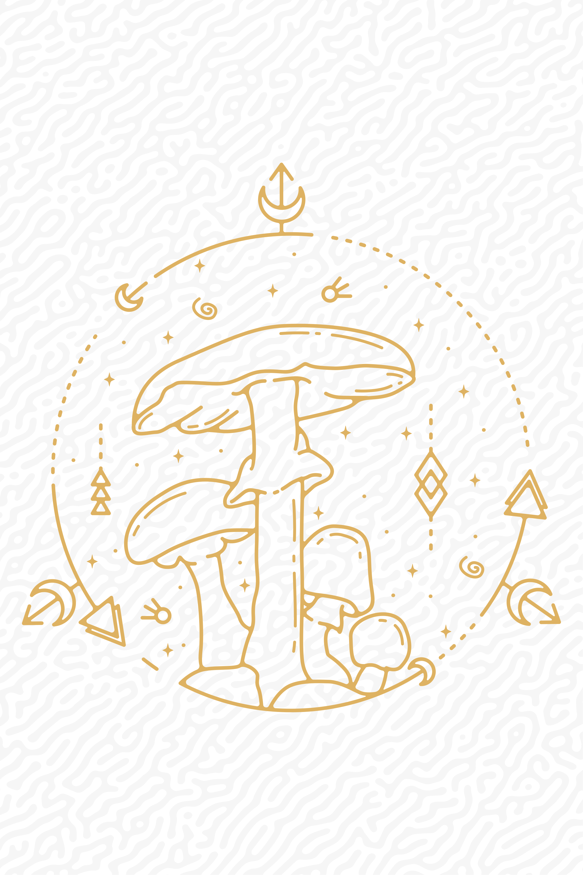 Poster pentru bucătărie design monolinie ciuperci geometrice - TenStickers