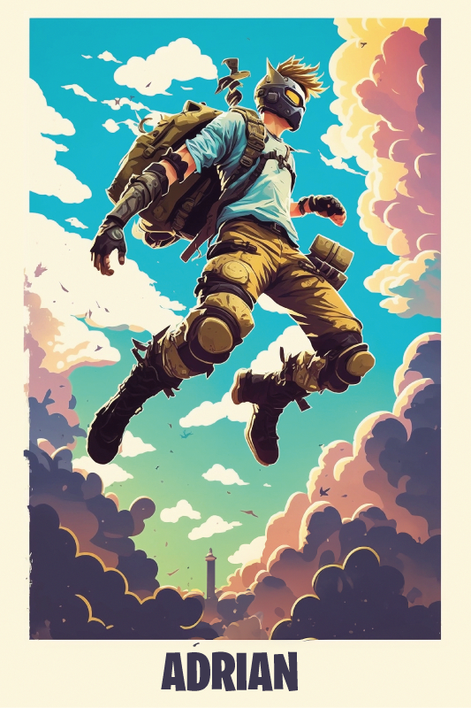 Poster tineret personaj epic cu nume personalizat - TenStickers