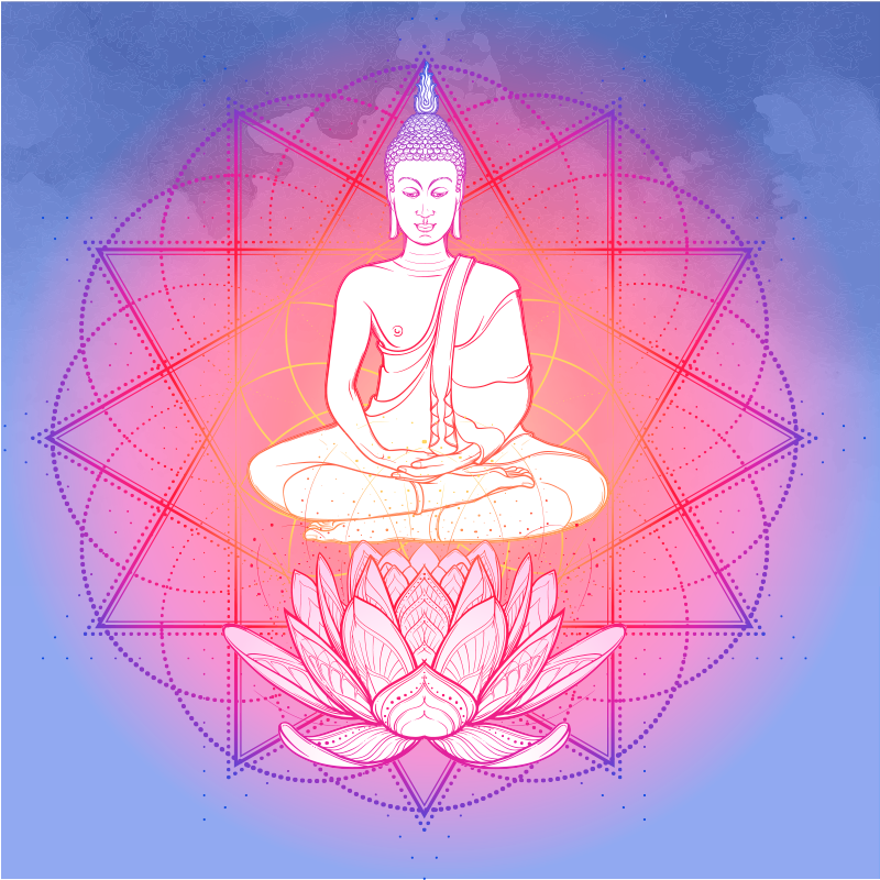 Poster pentru salon mandala buddha meditând - TenStickers
