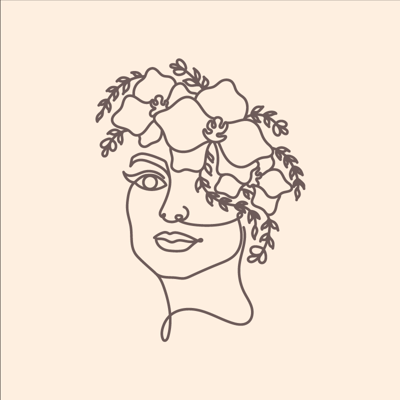 Poster pentru salon siluetă minimalistă femeie florală - TenStickers