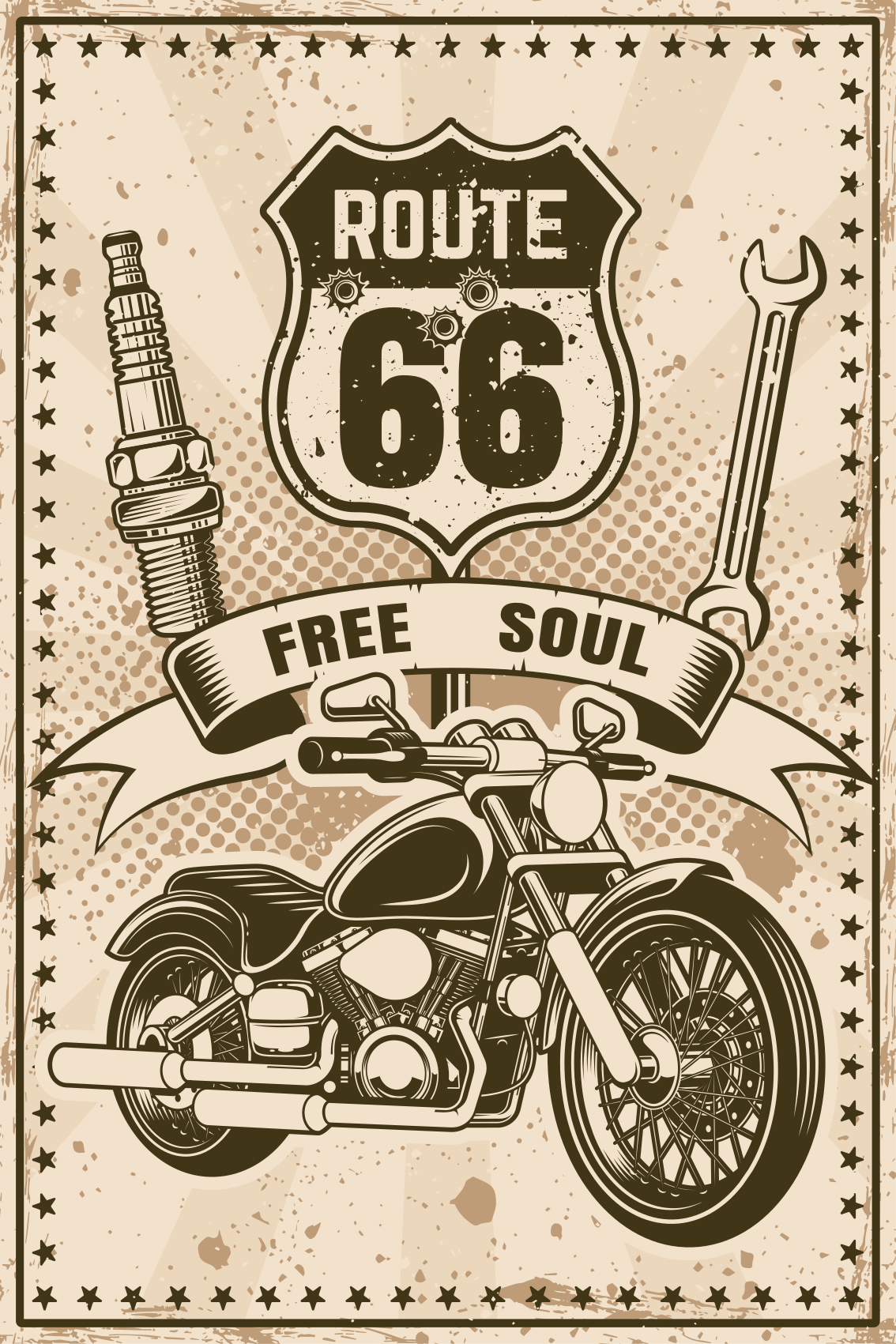 Poster pentru salon motocicletă route 66 - TenStickers