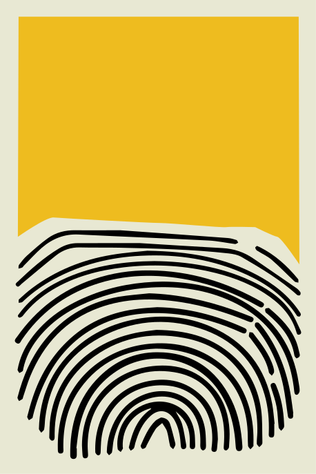 Poster pentru salon pictură abstractă galbenă cu linii negre - TenStickers