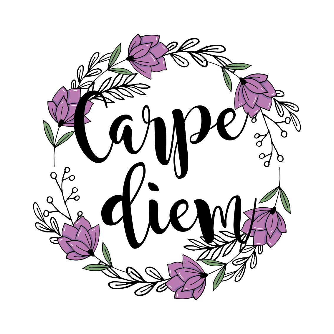 Poster pentru salon model floral colorat carpe diem - TenStickers