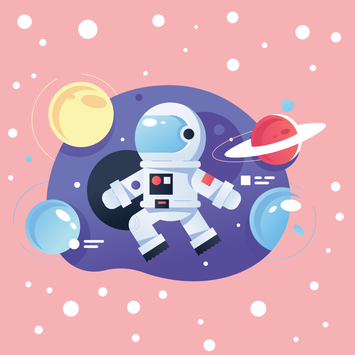 Poster pentru copii simboluri de astronaut în desene animate - TenStickers