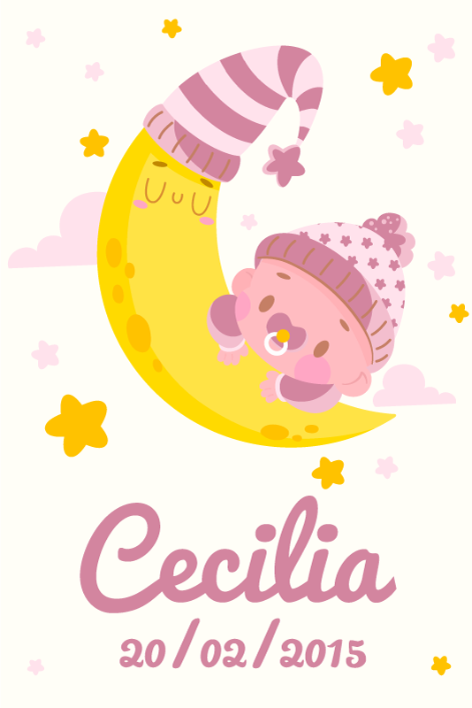 Poster pentru copii cu numele și ziua de naștere - TenStickers