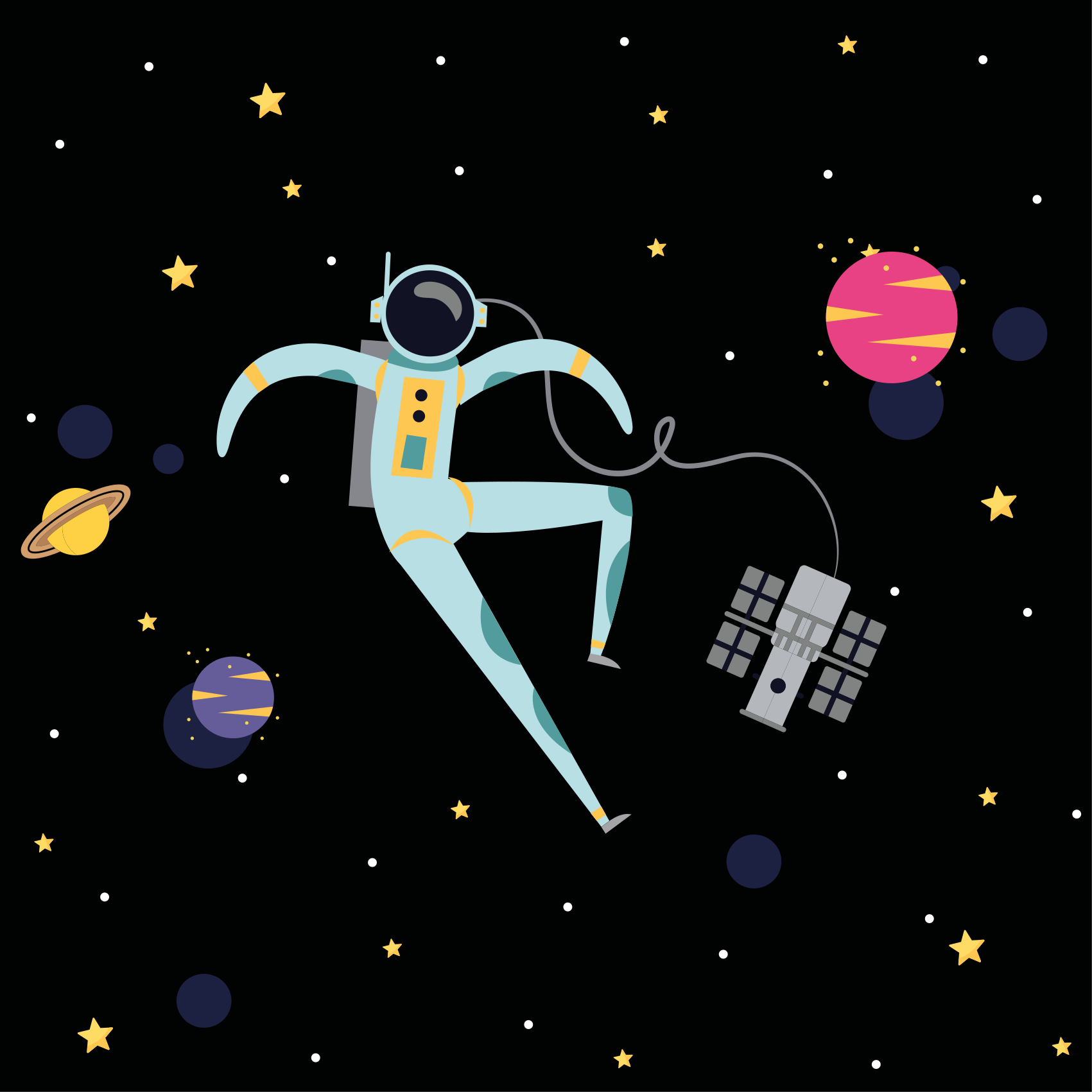 Poster pentru copii cu astronaut zburător desenat - TenStickers