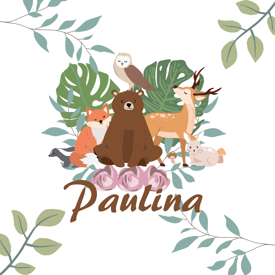 Poster pentru copii animale de pădure personalizate - TenStickers