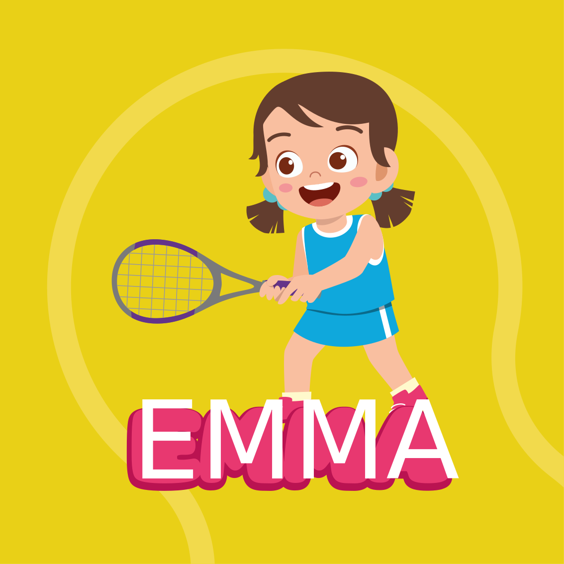 Poster pentru copii jucătoare de tenis cu nume - TenStickers