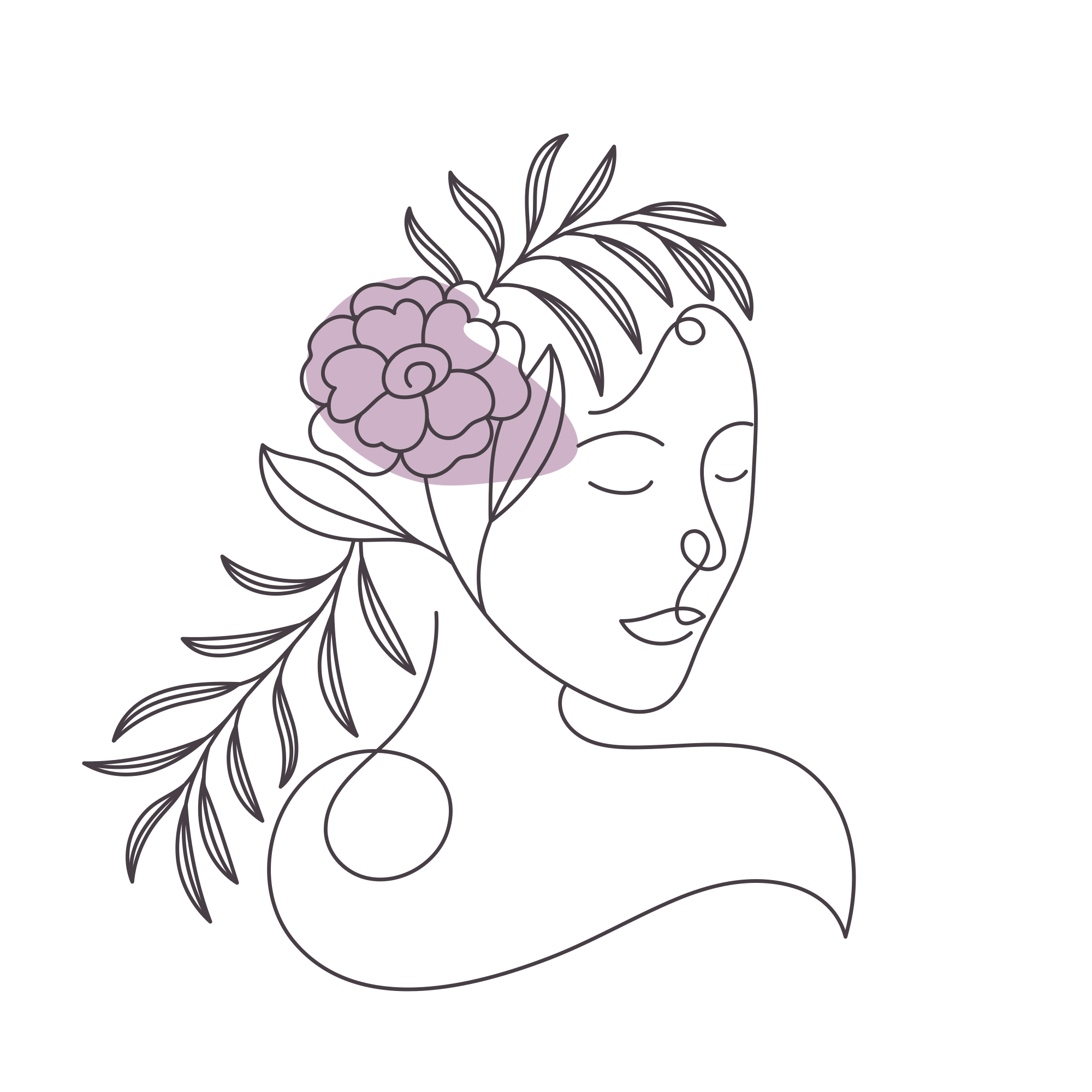 Poster cu flori și chip de femeie minimalist - TenStickers