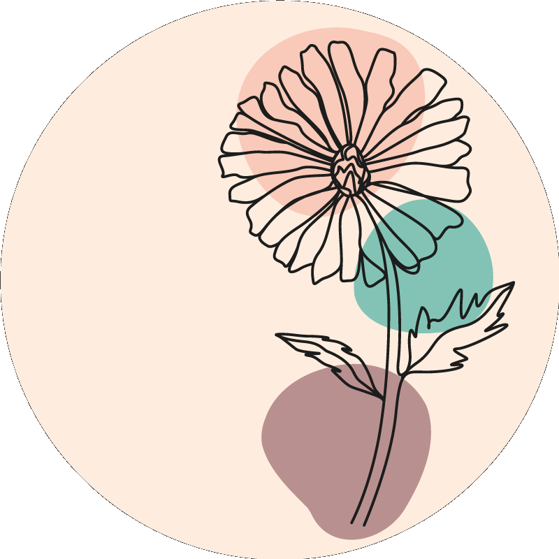 Poster flori și plante design artă linie floare margaretă - TenStickers