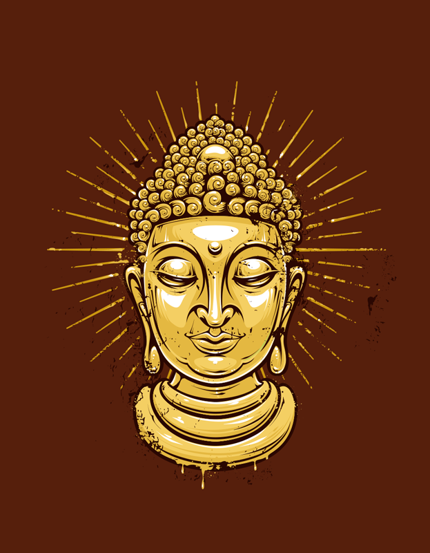 Poster zen siluetă de buddha aurie - TenStickers