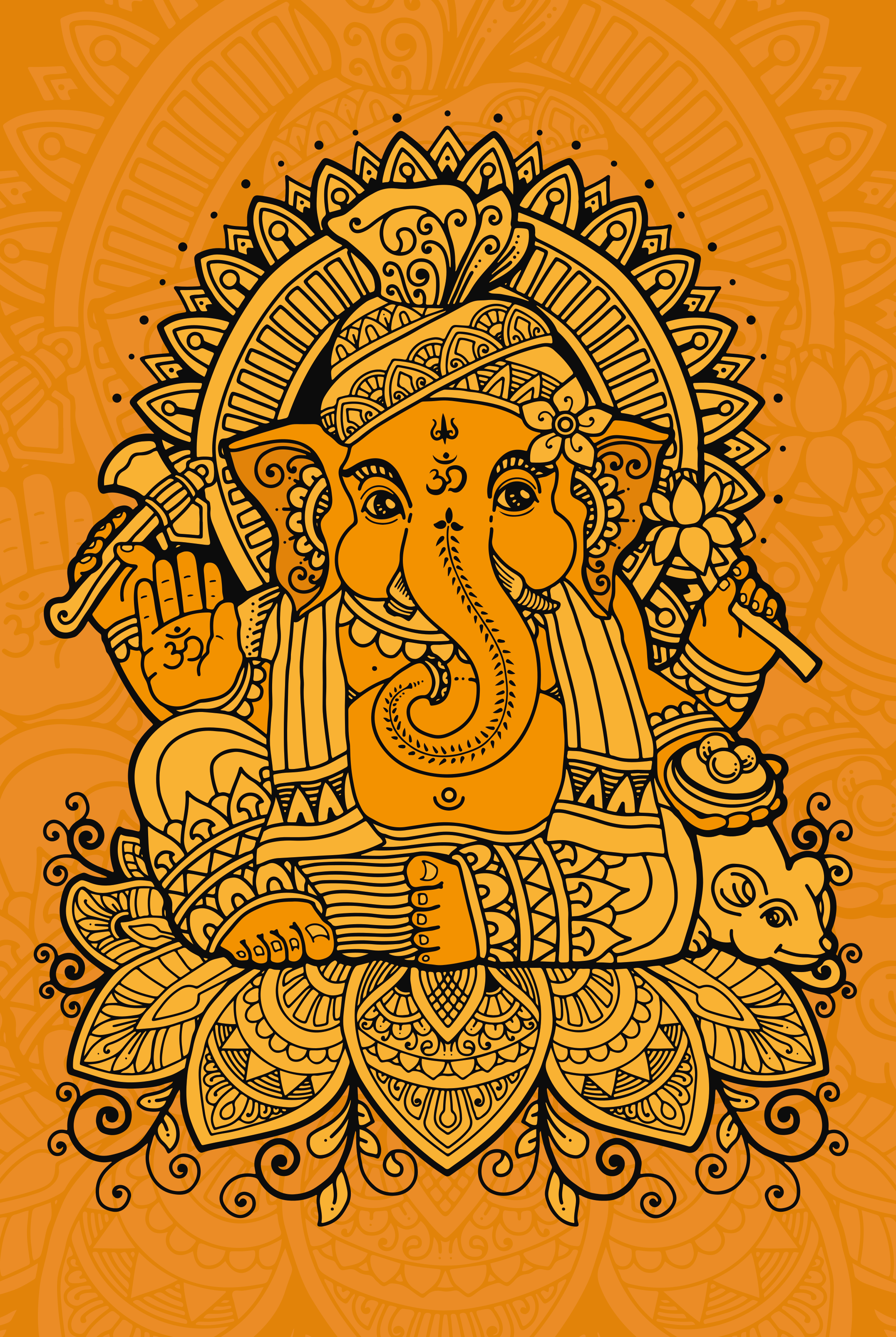 Poster zen mandala cu ganesha în centru - TenStickers