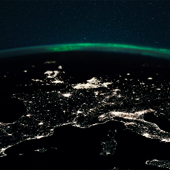 Poster harta lumii vedere aeriană nocturnă - TenStickers