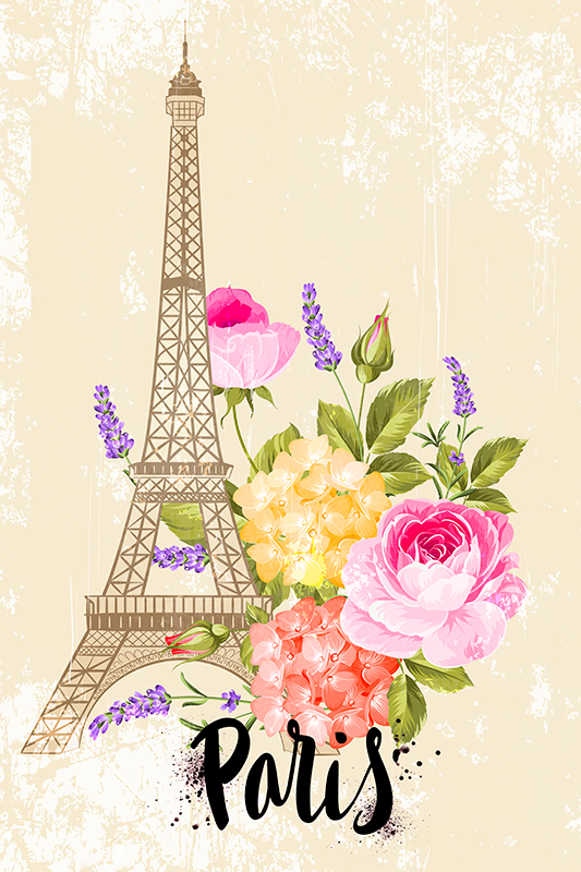Posteruri orașe și țări turnul eiffel în primăvară - TenStickers