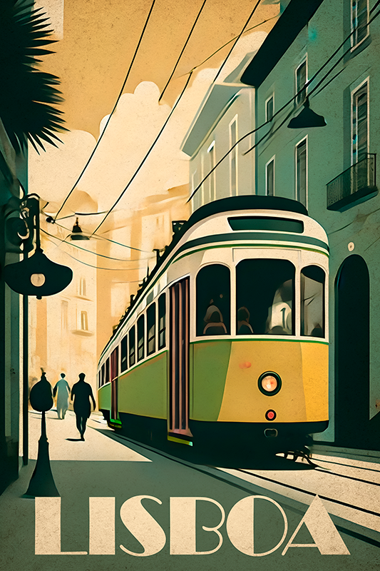 Posteruri orașe și țări ilustrație vintage lisabona - TenStickers