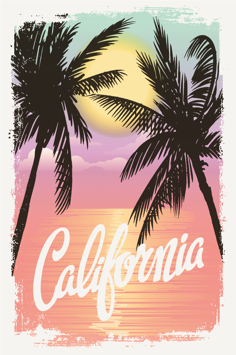 Posteruri orașe și țări vibe-uri de apus californian - TenStickers