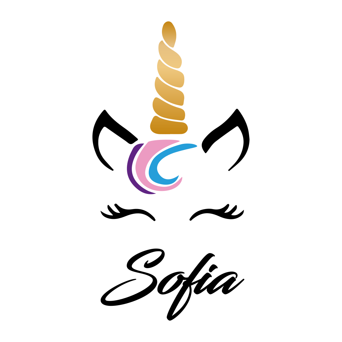 Poster personalizabil față drăguță de unicorn - TenStickers