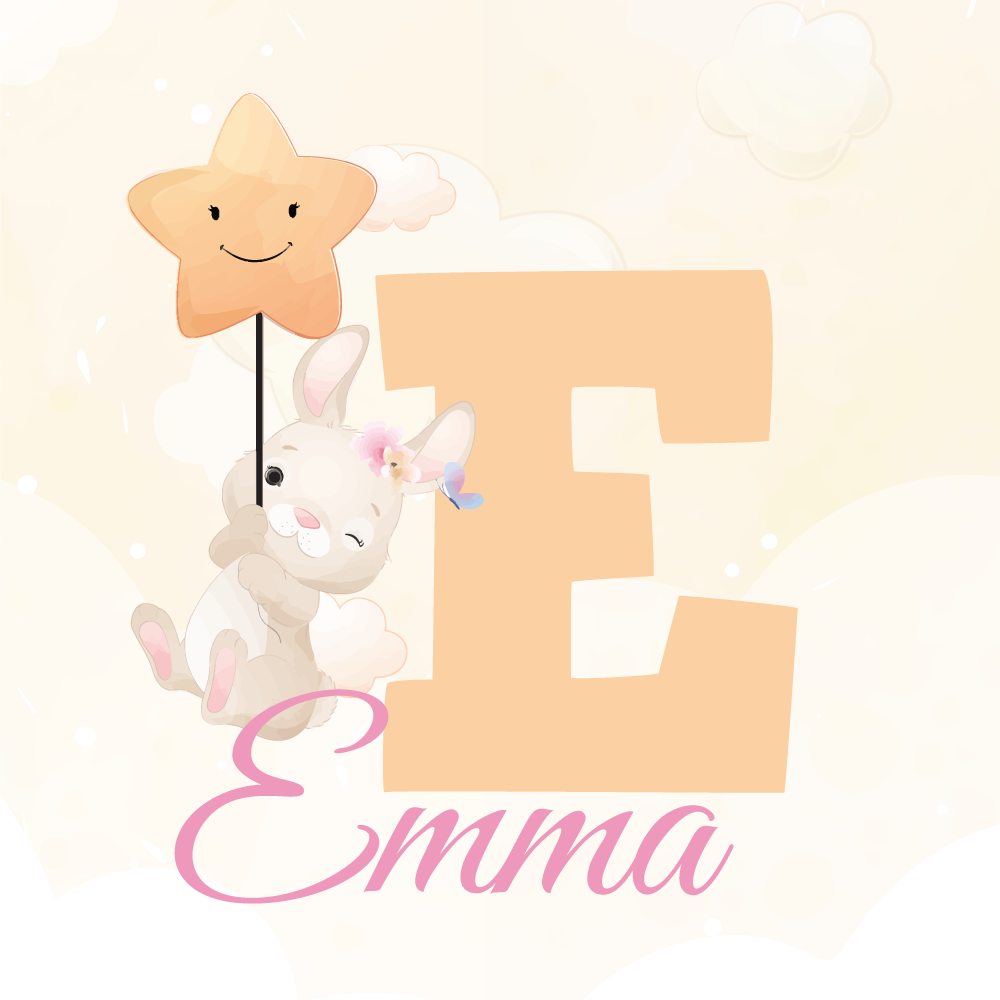 Poster personalizabil iepuraș fericit cu stea - TenStickers