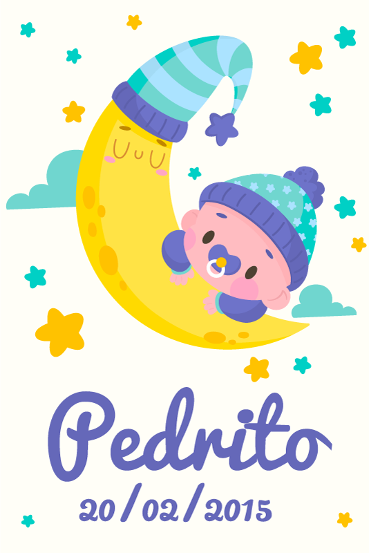 Poster personalizabil luna bebelușului adormit - TenStickers