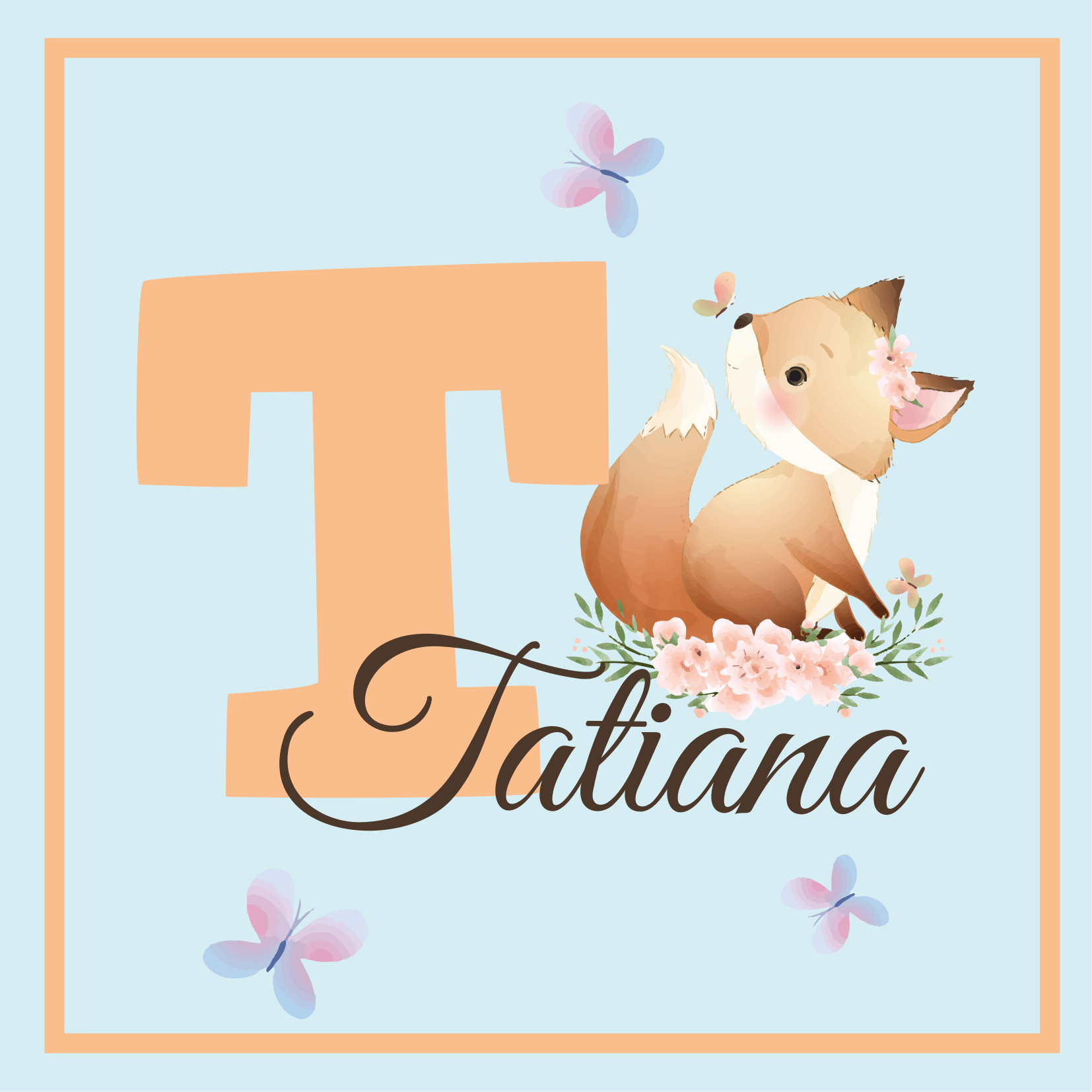 Poster personalizabil vulpea prietenoasă - TenStickers