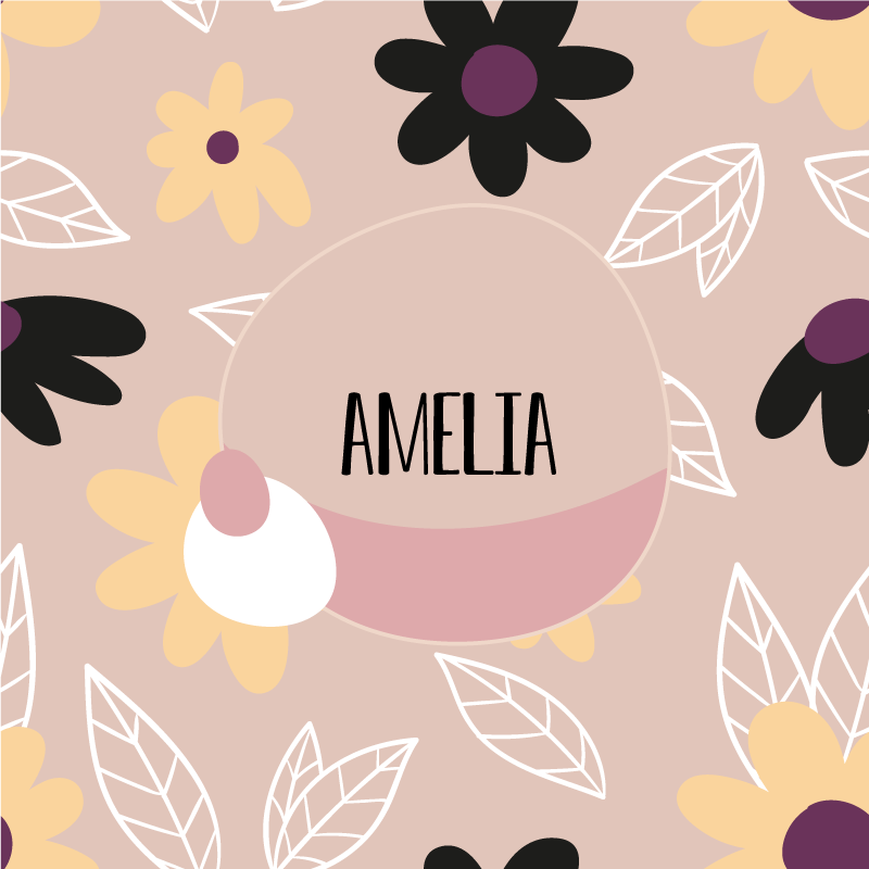 Poster personalizabil cu nume floral - TenStickers