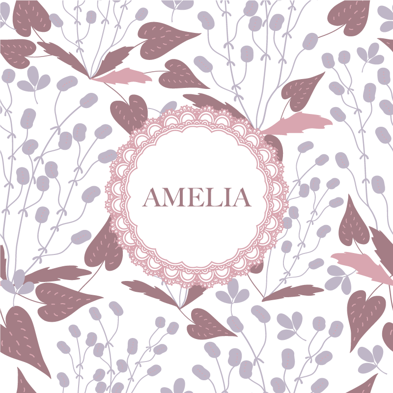 Poster personalizabil cu design floral pentru nume - TenStickers