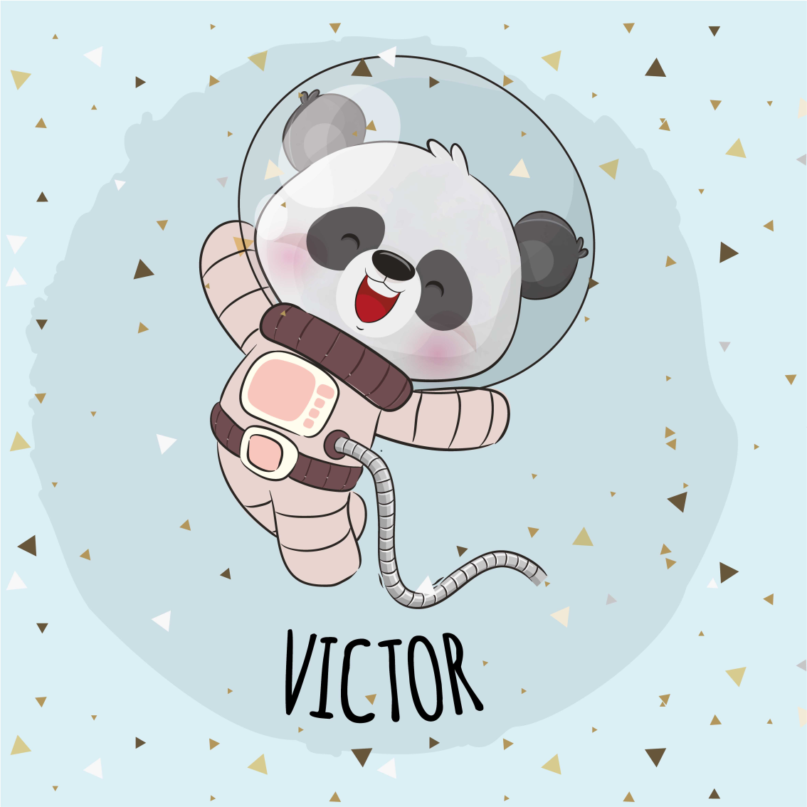 Poster personalizabil panda spațial vesel - TenStickers