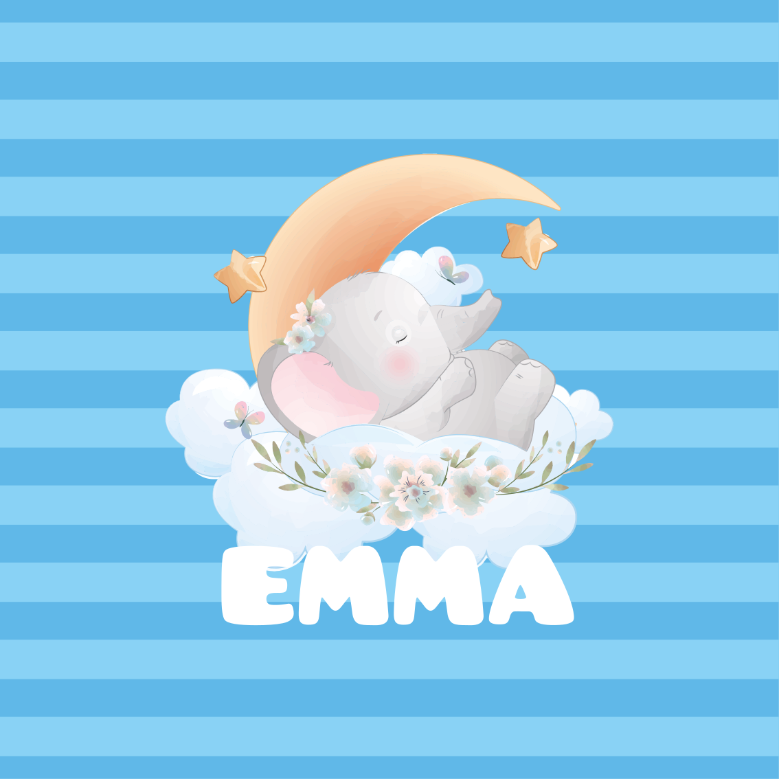 Poster personalizabil elefantul somnoros visuri - TenStickers