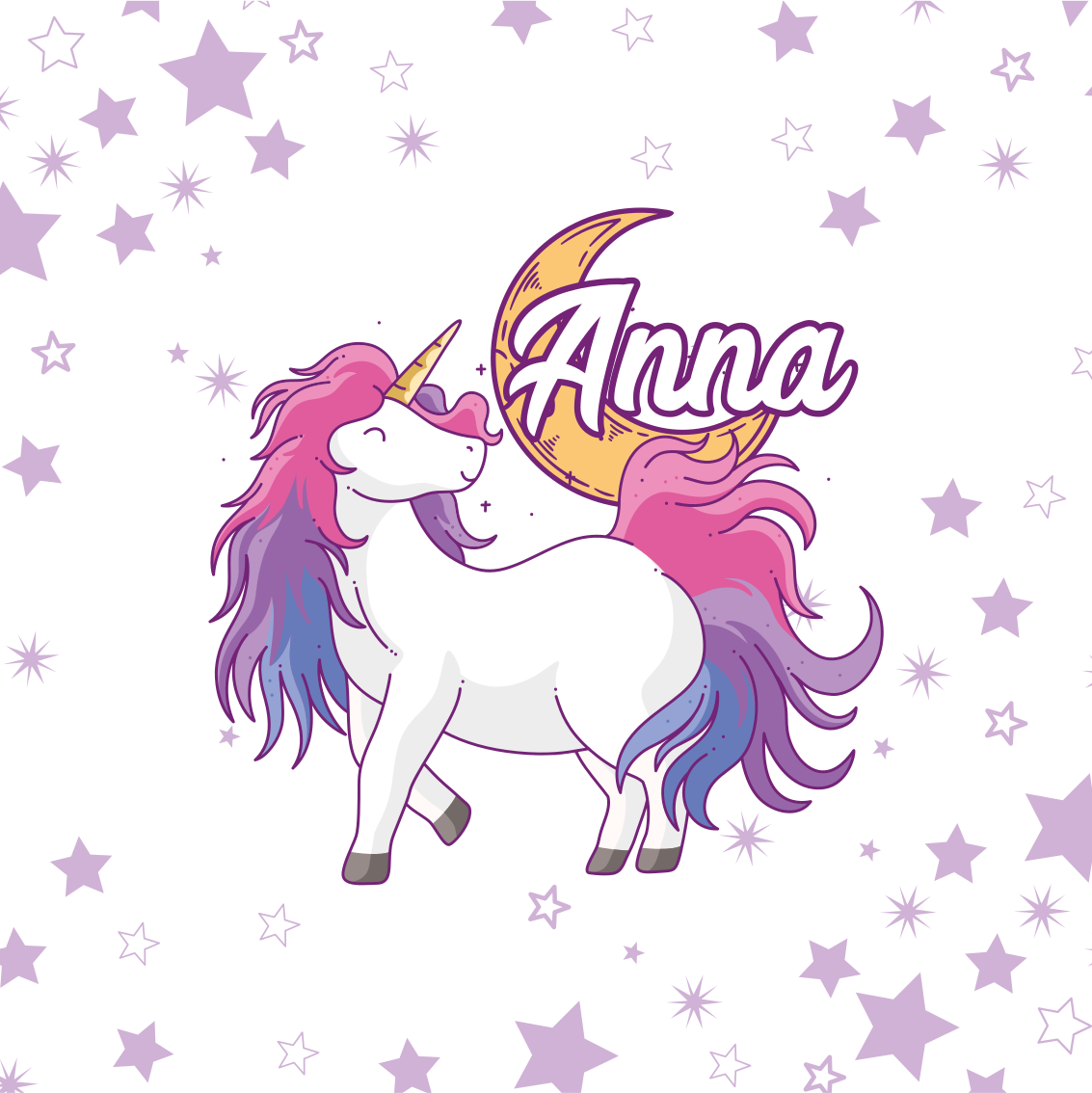 Poster personalizabil unicorn cu stele - TenStickers