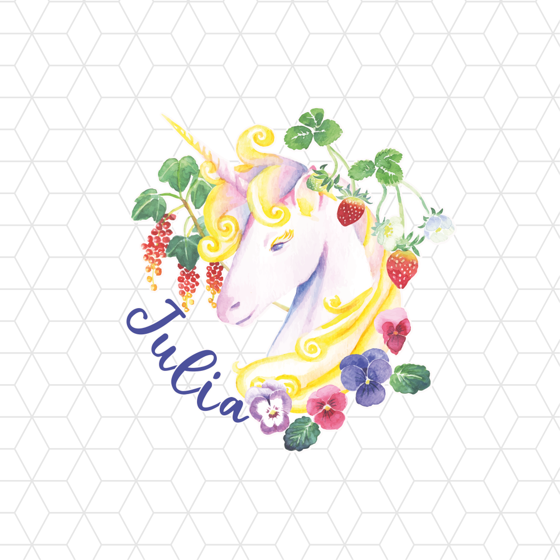 Poster personalizabil aranjament floral cu unicorn - TenStickers